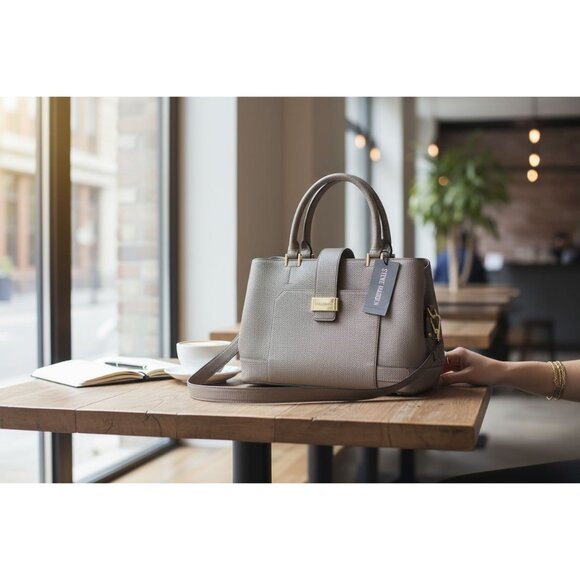 Steve Madden Smoke Satchel Gray Faux Pebble Leather Crossbody NWT - Picture 1 of 9